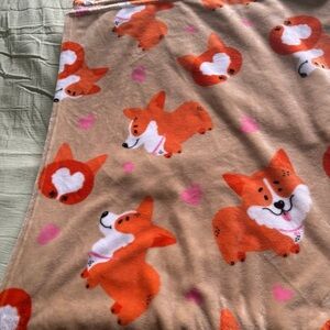 Cute Corgi Blanket with Hearts